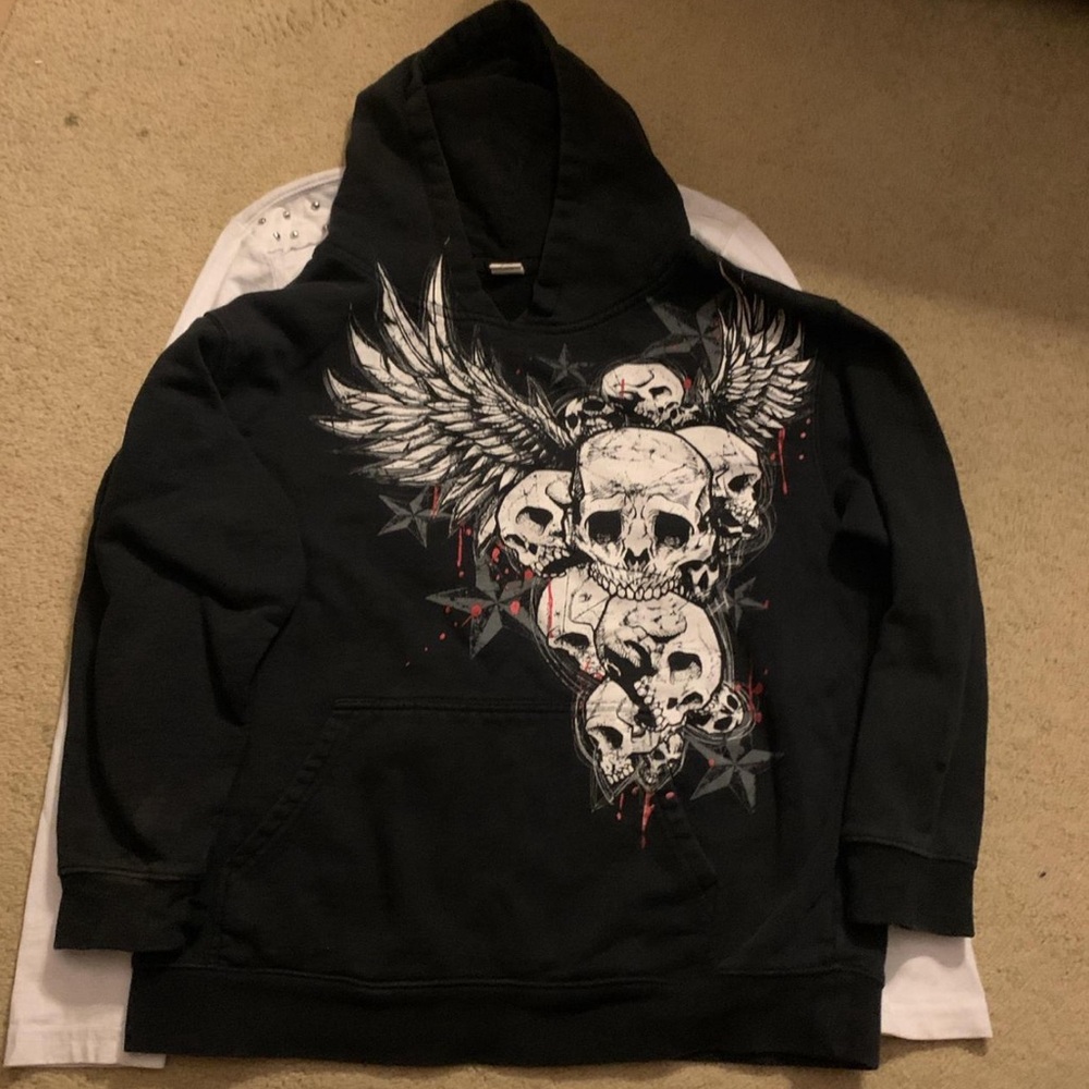 skull affliction style hoodie